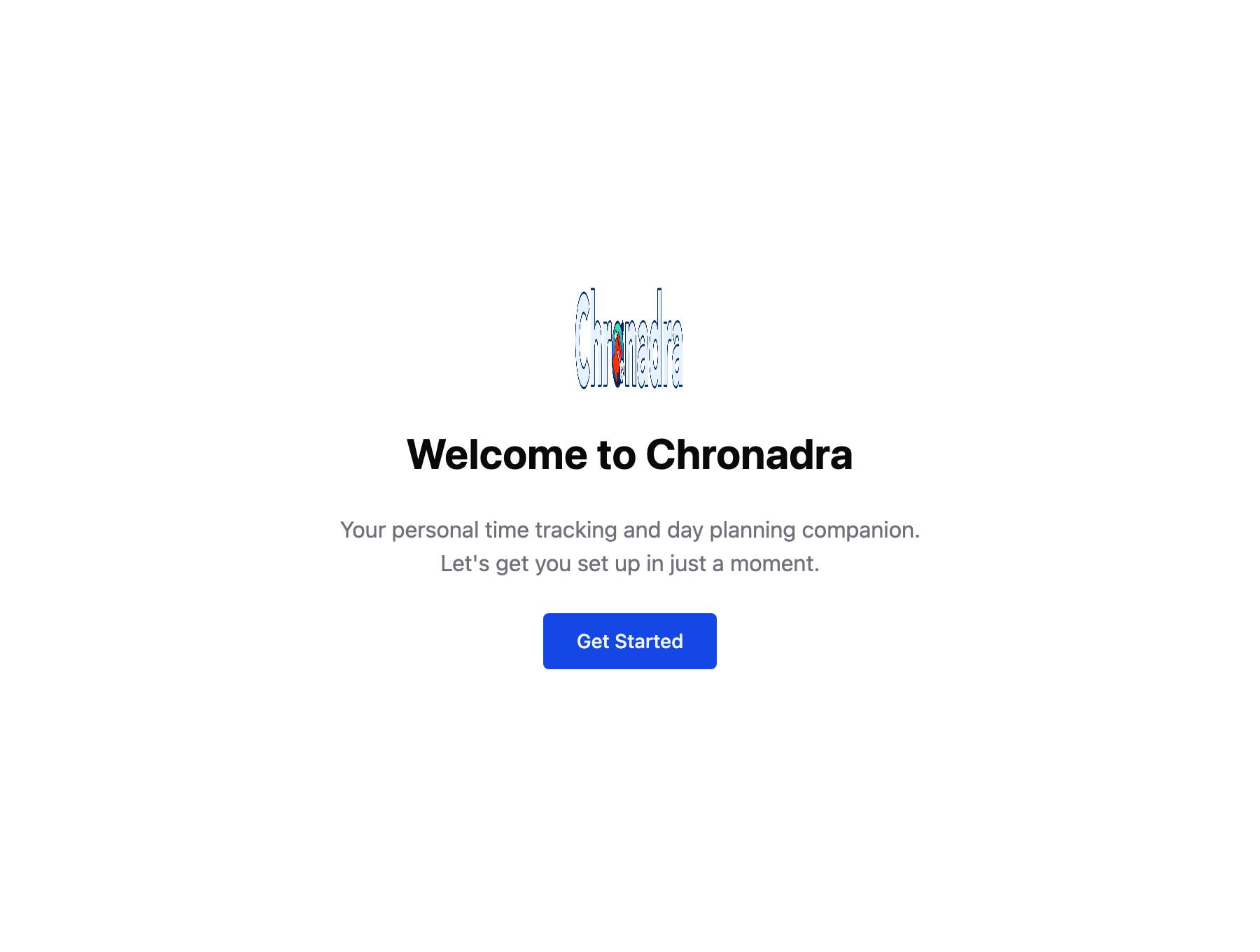 The Chronadra setup wizard welcome screen